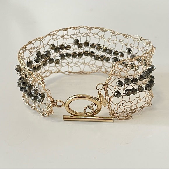 Wire Crochet Gold Bracelet by Raana - Picture 3 of 4
